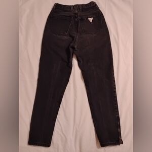 Vtg 80s 90s GUESS High Waist Taper Zip Ankle Jeans Women USA 28 Mom Black